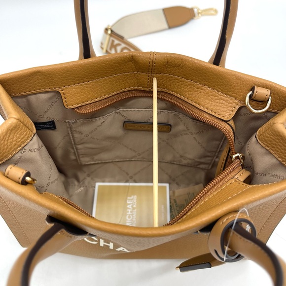 Michael Kors Small Mirella Pebbled Leather Top Zip Crossbody Bag - Picture 7 of 9